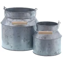Spetebo Zink Deko Milchkanne 2er Set 18 x 13 cm