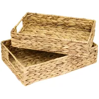 HMF 37260-S2 Deko Tablett, Serviertablett geflochten aus Wasserhyazinthe 2er Set Eckig 35 32 cm Breite