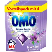 OMO Lavendel-Waschkapseln – Kraftvolle Fleckenentfernung, langanhaltende Frische für bis zu 14 Tage Geruchskontrolle, Kaltwaschmittel-kompatible Waschmittelkapseln – 168 Kapseln (42 x 4er-Packungen)