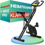 Ultrasport F-Bike Pro Heimtrainer Fahrrad Klappbar, Hometrainer Fahrrad Klappbar mit Komfort-Sattel, Ergometer, Fitnessbikes, Trimmrad Klappbar, Grün-Schwarz