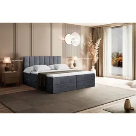 altdecor Boxspringbett mit Matratze Boxbett, Topper, Polsterbett mit Bettkasten OTTA - Dunkelgrau Samt