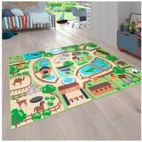 Paco Home Kinder-Teppich Für Kinderzimmer, Spiel-Teppich, Zoo Mit Tiger,