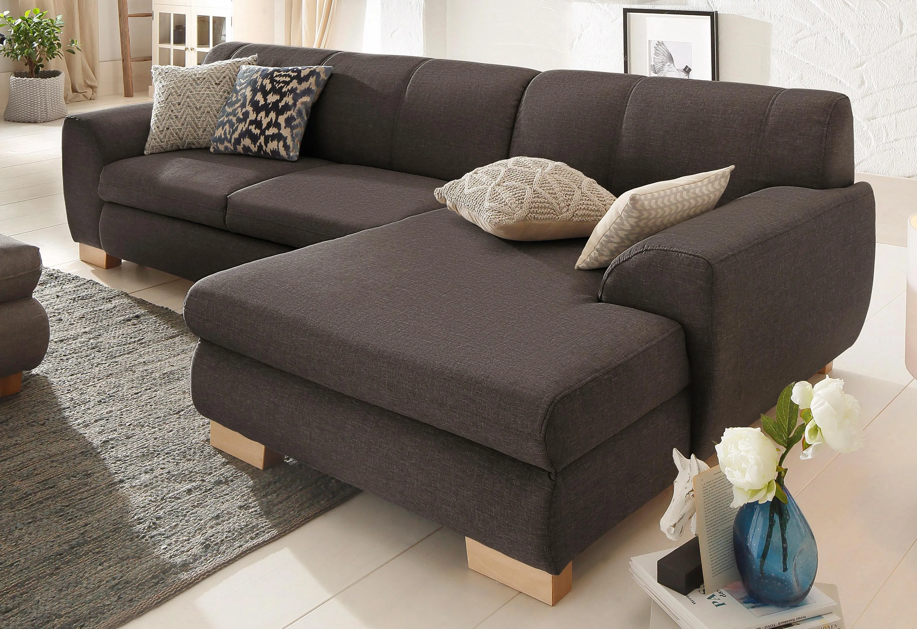 Home affaire Ecksofa »Nika L-Form«, Polsterecke, Struktur fein oder Melrose/Struktur, mit Bettfunktion Home affaire braun