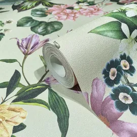 Marburg Vliestapete Floral Leaf 10 m beige/grün/rosa 47461