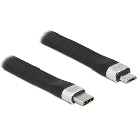 DeLock USB 2.0 Flachbandkabel USB Type-CTM zu USB Typ Micro-B 13,5 cm PD 3 A