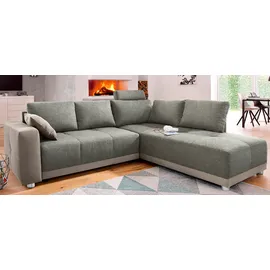 Jockenhöfer Ecksofa mit Bettfunktion, Bettkasten und Federkern, wahlweise mit 1 oder 3 Kopfstützen, Ottomane links oder rechts montierbar, braun