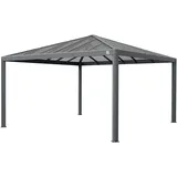 PRIMEYARD Gartenpavillon 4x4 m mit Polycarbonatdach - Hardtop Pavillon ohne Seitenteile