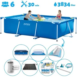 Intex Pool mit rechteckigem Rahmen 300 x 200 x 75 cm mit Zubehör – 2827297 Blau No Size