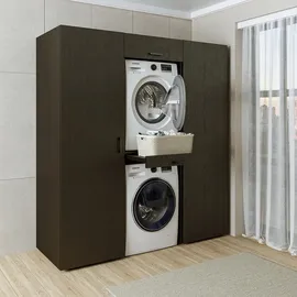 roomartstore.de Duo Waschmaschinenschrank 187 cm Weiß Holz, Spanplatte