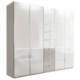 Novel Kleiderschrank, Grau, Weiß, - 250x216x58 cm,