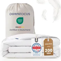 DOWNFOCUS - Daunen Bettdecke I Daunendecke 155x220 I 100% extra weiche Federn & Daunen | Oeko-Tex, RDS Zertifiziert für Tierwohl (155 x 220 cm, Leichte Sommerdecke)