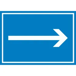 Richtungspfeil rechts Schild waagerecht weiss blau Pfeil A1 (594x841mm)