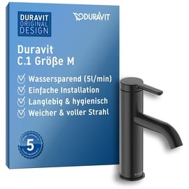 Duravit C.1 Waschtischarmatur M Höhe 86 mm). Wasserhahn Bad in Schwarz Matt