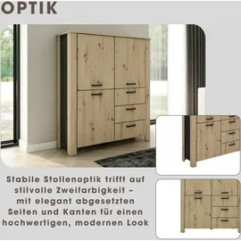byLIVING Highboard Faro 120 x 137 x 40 cm Artisan Eiche / Schwarz
