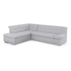 Ecksofa DOMO COLLECTION "Mona L-Form", silber, B:271cm H:80cm T:213cm, Struktur fein 100% Polyester, Chenilleoptik 100% Polyester, Sofas, wahlweise mit Bett- und Armlehnfunktion