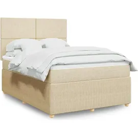 vidaXL Boxspringbett mit Matratze Creme 140x200 cm Stoff