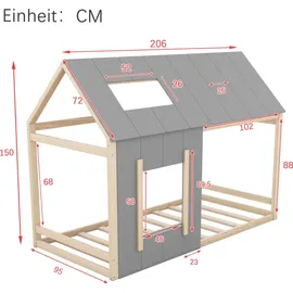 Flieks Hausbett mit Rausfallschutz 90 x 200 cm natur