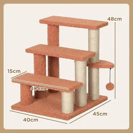 PawHut Katzentreppe 3-stufige Hundetreppe Braun 45 x 40 x 48 cm