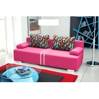 JVmoebel Sofa Schlafsofa Klappcouch 3-Sitzer Schlaffunktion + Bettkasten Couch, Made in Europa rosa