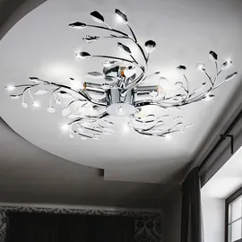 GLOBO Deckenleuchte, 5 flammig, Metall Chrom, Blätter Design