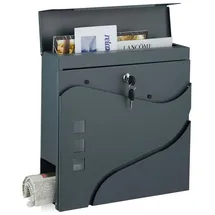 Relaxdays Briefkasten grau inkl. Zeitungsfach