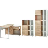 Germania GW-Lioni, weiß (weiß, navarra, eiche, nachbildung), Holzwerkstoff Metall, Holzwerkstoff, Metall, Arbeitsmöbel-Sets, Büromöbel-Set