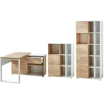 Germania GW-Lioni, weiß (weiß, navarra, eiche, nachbildung), Holzwerkstoff Metall, Holzwerkstoff, Metall, Arbeitsmöbel-Sets, Büromöbel-Set