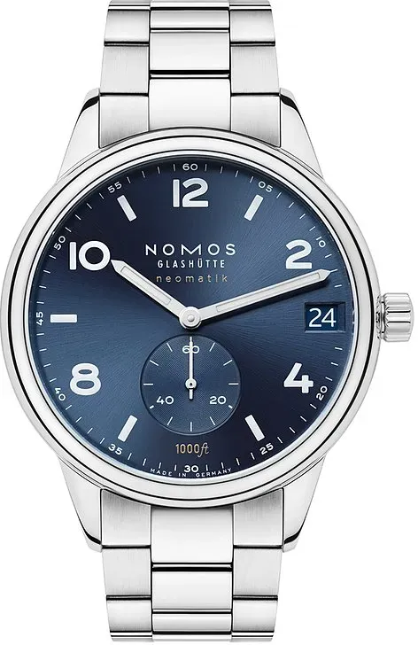 Nomos Glashütte Herrenuhr Club Sport neomatik 42 Datum blau 782 - silber