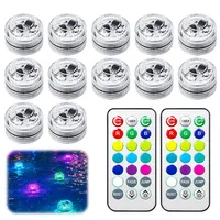 12 Stück Mini Unterwasser Licht, LED Teelichter Bunt mit 2 Fernbedienung, Mehrfarbige Teichbeleuchtung, 4 Modi 13 Farben RGB,LED Kerzen,Led Licht mit Fernbedienung für Aquarium, Teich, Garten, Party