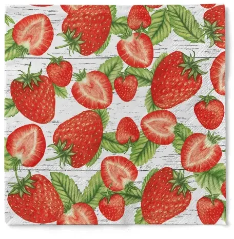 Sovie HORECA Serviette Erdbeeren aus Tissue 33 x 33 cm, 100 Stück Erdbeeren Obst
