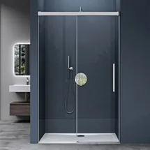 doporro Duschtür Nischentür dusche Duschabtrennung Duschkabine 100x195cm Duschwand Chrom ESG-Sicherheitsglas Duschabtrennung mit Soft-Close Klarglas inkl. Nano-Beschichtung Teramo12k-plus