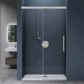 doporro Duschtür Nischentür dusche Duschabtrennung Duschkabine 100x195cm Duschwand Chrom ESG-Sicherheitsglas Duschabtrennung mit Soft-Close Klarglas inkl. Nano-Beschichtung Teramo12k-plus