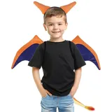 GalaxyCat Monster-Kostüm Glurak Kostüm Set mit Flügeln und Schwanz, Für Erwachsene und Kinder, Glurak Kostüm Set orange