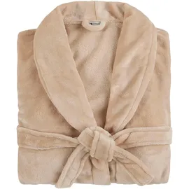 Good Morning Bademantel GOOD MORNING "Good morning Bathrobe uni" Gr. XS, beige (sand), L:113cm, Kunstfaser, Hausmäntel, Bademantel, Schalkragen, Gürtel, Taschen, Damen & Herren, Velours, Glanz