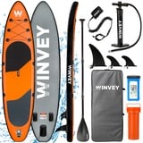 Aufblasbares Stand Up Paddling Board - Premium SUP Board 320x76x15 cm und 150 kg Tragkraft - Stand Up Paddle Board - Aufblasbares Stand-Up Paddling Board mit Komplettem Zubehör (ORANGE)