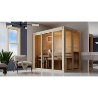 Karibu Sauna KARIBU "Ivana 3", beige (naturbelassen), Saunaofen, integrierte