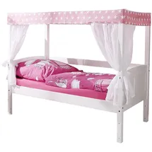TICAA Himmelbett Lino Mini Kiefer weiß stern-rosa