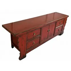 OPIUM OUTLET Möbel Kommode Schrank Sideboard Lowboard 35208-3 rot asiatisch chinesisch orientalisch Holz