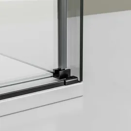 Bernstein Dx906 Flex Eckdusche mit Schiebetür 100 x 100 cm schwarz matt Echtglas inkl. Duschtasse