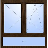 Zweiflügelfenster mit Unterlicht SEBASTIAN Dreh / Dreh-Kipp Stulp Nussbaum holzähnlich innen öffnend DIN links