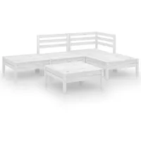 vidaXL Garten-Lounge-Set 5-tlg. Massivholz Kiefer weiß