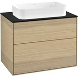 Villeroy & Boch Finion Waschtischunterschrank G22200PC 80x60,3cm, Emotion, Abdeckplatte black matt, Oak Veneer