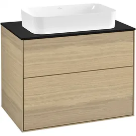 Villeroy & Boch Finion Waschtischunterschrank G22200PC 80x60,3cm, Emotion, Abdeckplatte black matt, Oak Veneer