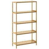 CASARIA Badregal Standregal Bambus 5 Böden 60x26x130cm Groß Stehend Offen 50 kg Belastbarkeit Holz Bad Badezimmer Küche Wohnzimmer Keller Regal Natur
