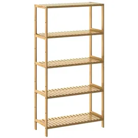 CASARIA Badregal Standregal Bambus 5 Böden 60x26x130cm Groß Stehend Offen 50 kg Belastbarkeit Holz Bad Badezimmer Küche Wohnzimmer Keller Regal Natur