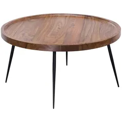 KADIMA DESIGN Industrial-Stil Couchtisch, Runde Holzplatte, Metallbeine, handgefertigt, pflegeleicht.