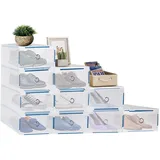 Trintion 10Stück Set Schuhboxen Schuhkasten Schuhkarton Schuhaufbewahrung Aufbewahrungsbox mit Deckel Transparent Plastik Stapelbare Organizer DIY Schuhschachtel Schubladen Tragbar