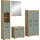 WELLTIME Badmöbel-Set WELLTIME "Siena, 4 teilig, bestehend aus:", grün (artisan eiche nb, salbei nb), B:186cm H:191cm T:34cm, Holzwerkstoff, MDF, Kastenmöbel-Sets, Badmöbel-Set, Hochschrank, Waschbeckenunterschrank, Badspiegel, Midischrank