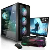 SYSTEMTREFF Gaming Komplett PC Set AMD Ryzen 5 5500 6x4.2GHz | Nvidia RTX 5050 8GB | 512GB M.2 NVMe | 16GB DDR4 RAM | Windows 11 | 27 TFT Monitor | Desktop Paket Computer für Gamer, Gaming