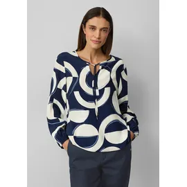 s.Oliver Gemusterte Viskosebluse mit Bindeband Blau/Mehrfarbig 34
